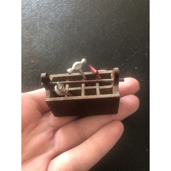 Miniature Tools with Tool Box set in1:12 doll scale Vintage Three Tools - Picture 3 of 5